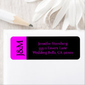 Fuchsia and Black Wedding Return Address Label (Insitu)