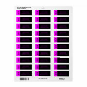 Fuchsia and Black Wedding Return Address Label (Full Sheet)