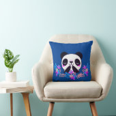 Fuchsia and Blue Floral Panda Beer Sierkussen (Stoel)