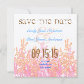 Fuchsia and Coral Bright Aqua Blue Save the Date (Voorkant)