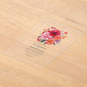 Fuchsia and Coral Bright Floral Wedding Acryl Uitnodigingen (Laagn)