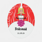 Fuchsia and Coral Wedding Gown Bridesmaid Ornament (Voorkant)