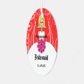 Fuchsia and Coral Wedding Gown Bridesmaid Ornament (Voorkant links)