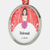 Fuchsia and Coral Wedding Gown Bridesmaid Ornament (Links)