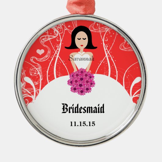 Fuchsia and Coral Wedding Gown Bridesmaid Ornament (Voorkant)