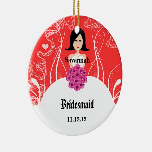 Fuchsia and Coral Wedding Gown Bridesmaid Ornament (Rechts)