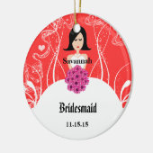 Fuchsia and Coral Wedding Gown Bridesmaid Ornament (Links)