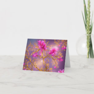 Fuchsia and Gold Florals All Occassions Notecard Kaart