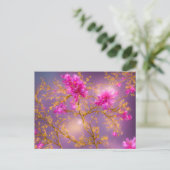 Fuchsia and Gold Florals Briefkaart (Staand voorkant)