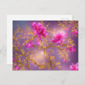 Fuchsia and Gold Florals Briefkaart (Voorkant / Achterkant)