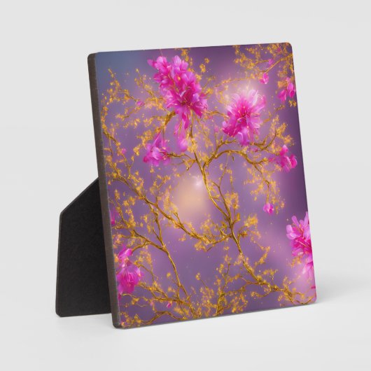 Fuchsia and Gold Florals Fotoplaat (Voorkant)