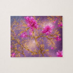 Fuchsia and Gold Florals Legpuzzel