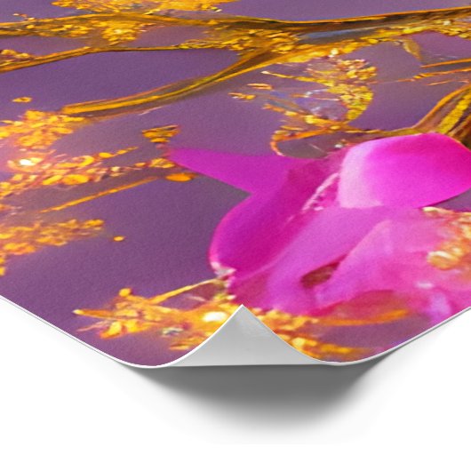 Fuchsia and Gold Florals Poster (Hoek)