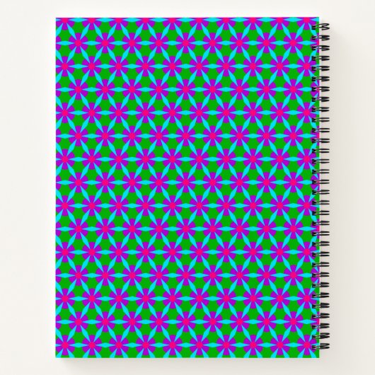 Fuchsia and Green Flower Pattern Notitieboek (Achterkant)