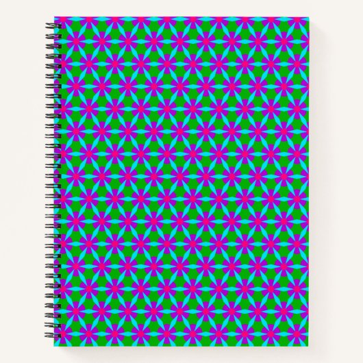 Fuchsia and Green Flower Pattern Notitieboek (Voorkant)
