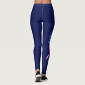 Fuchsia and Green Water Dragon on Dark Blue Leggings (Achterkant)