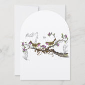 Fuchsia and Grey  Birds Wedding Invite Kaart (Achterkant)