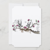 Fuchsia and Grey  Birds Wedding Invite Kaart (Achterkant)