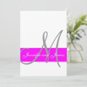 Fuchsia and Grey Modern Wedding Invitation Kaart (Staand voorkant)
