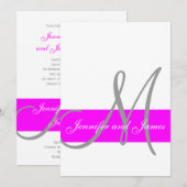 Fuchsia and Grey Modern Wedding Invitation Kaart (Voorkant / Achterkant)
