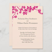 Fuchsia and ivory Wedding Kaart (Voorkant / Achterkant)