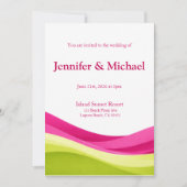 Fuchsia and Lime Green Modern Wedding  Invitation Kaart (Voorkant)
