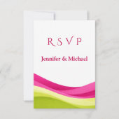 Fuchsia and Lime Green Modern Wedding  RSVP Kaartje (Voorkant)