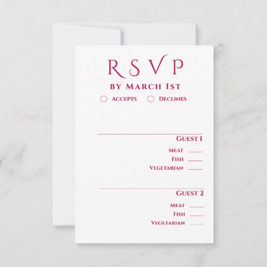 Fuchsia and Lime Green Modern Wedding  RSVP Kaartje (Achterkant)