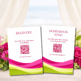 Fuchsia and Lime Green Registry & Honeymoon Fund Informatiekaartje