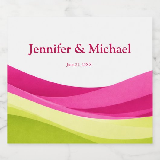 Fuchsia and Lime Green Sparkling Wijnetiket (Enkel label)