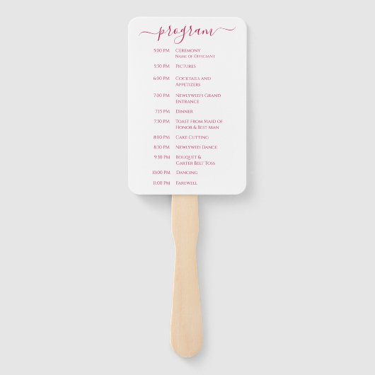 Fuchsia and Lime Green Wedding Fan Program Handwaaier (Achterkant)