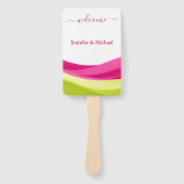 Fuchsia and Lime Green Wedding Fan Program Handwaaier (Voorkant)