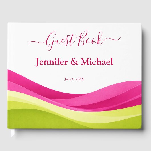 Fuchsia and Lime Green Wedding Gastenboek (Voorkant)