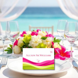 Fuchsia and Lime Green Wedding Place Card-Vegan Kaart