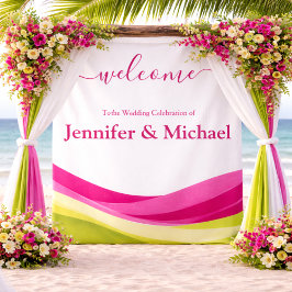 Fuchsia and Lime Green Wedding Sign Wandkleed
