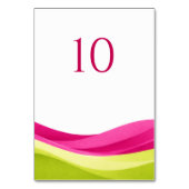 Fuchsia and Lime Green Wedding Table Number Kaart (Voorkant)