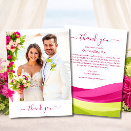 Fuchsia and Lime Green Wedding Thank You Card Bedankkaart