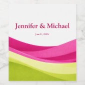 Fuchsia and Lime Green Wijn Etiket (Enkel label)