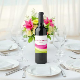 Fuchsia and Lime Green Wijn Etiket