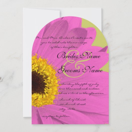 Fuchsia and Limoen Gerber Daisy Wedding Invitation Kaart (Voorkant)