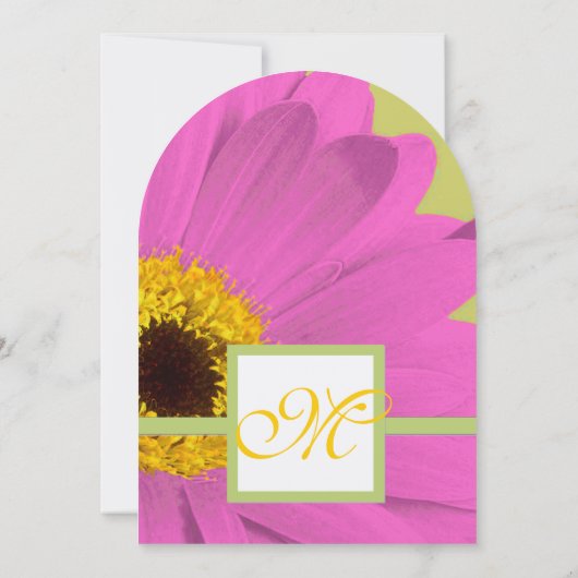 Fuchsia and Limoen Gerber Daisy Wedding Invitation Kaart (Achterkant)