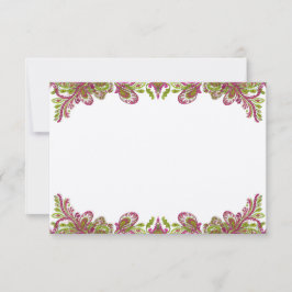 Fuchsia and Limoen Paisley Wedding Invitation Kaart