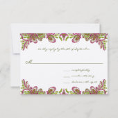 Fuchsia and Limoen Paisley Wedding Invitation Kaart (Achterkant)