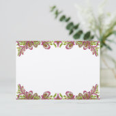 Fuchsia and Limoen Paisley Wedding Invitation Kaart (Staand voorkant)