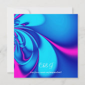 Fuchsia and navy blue bruiloft-uitnodiging kaart (Achterkant)