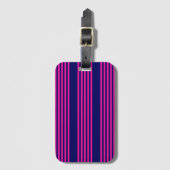 Fuchsia and navy blue vijf strepen patroon bagagelabel (Voorkant (verticaal))