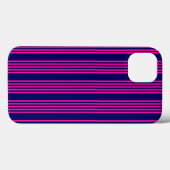 Fuchsia and navy blue vijf strepen patroon Case-Mate iPhone case (Achterkant (horizontaal))