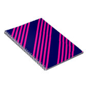 Fuchsia and navy blue vijf strepen patroon notitieboek (Rechterzijde)