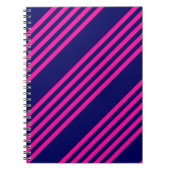 Fuchsia and navy blue vijf strepen patroon notitieboek (Voorkant)