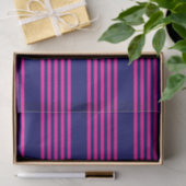 Fuchsia and navy blue vijf strepen patroon tissuepapier (Geschenk)
